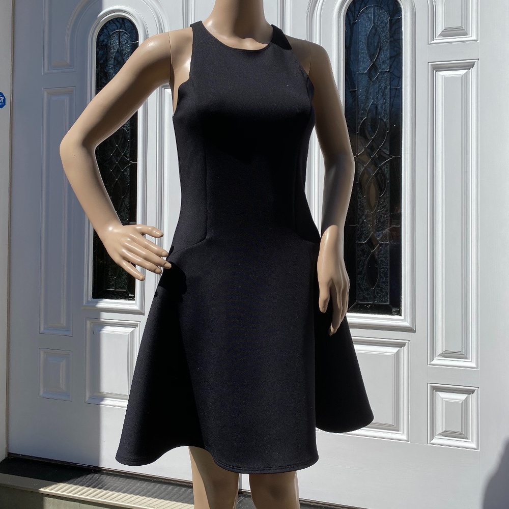 Neoprene high neck skater dress